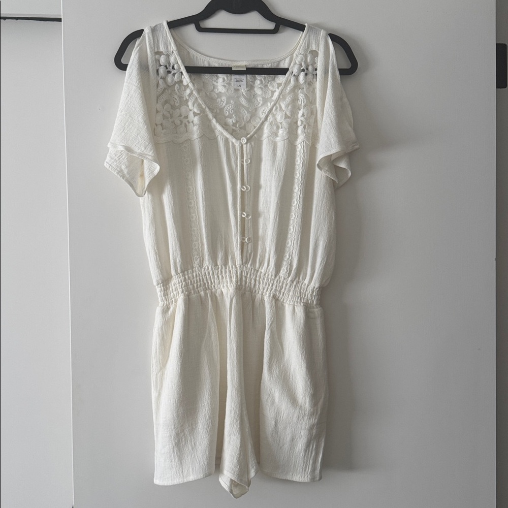 L*Space Cream Lace Romper Swim Coverup
